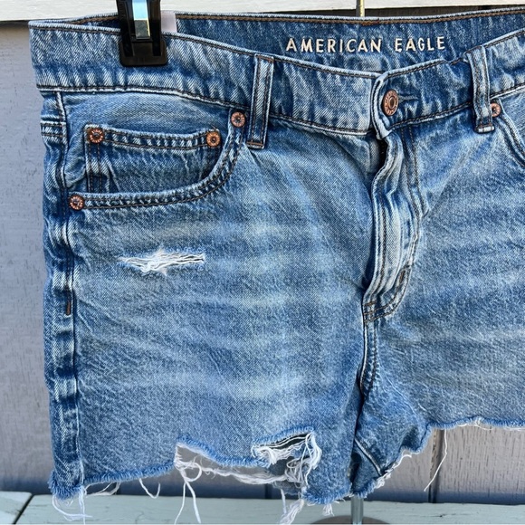 American Eagle Outfitters Blue Jean Shorts Frayed Hem - Picture 3 of 6
